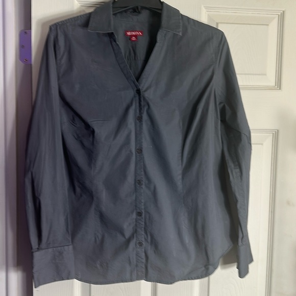 Merona Gray Long sleeve collared button up blouse Size XL - Picture 1 of 6